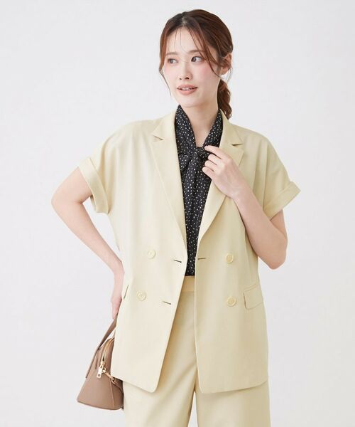 COUP DE CHANCE / クードシャンス テーラードジャケット | 【手洗い可/セットアップ可】こなれ半袖ジャケット(グレージュ(050))