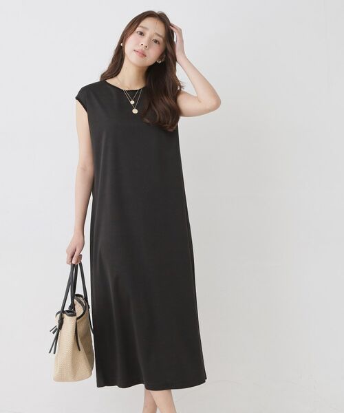 COUP DE CHANCE / クードシャンス ロング・マキシ丈ワンピース | 【手洗い可／セットアップ可】ナローニットワンピース（ブラック(019)）
