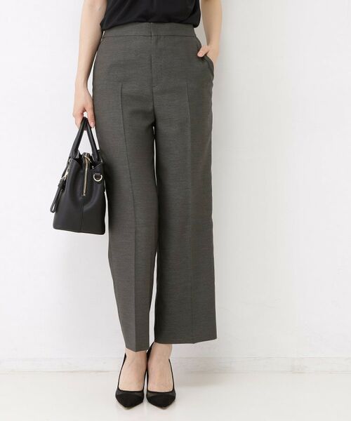 COUP DE CHANCE / クードシャンス ショート・ハーフ・半端丈パンツ | 【手洗い可／日本製／セットアップ可】リネンライク ストレートパンツ（チャコールグレー(014)）