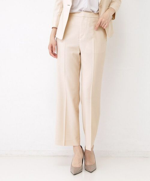 COUP DE CHANCE / クードシャンス ショート・ハーフ・半端丈パンツ | 【手洗い可／日本製／セットアップ可】リネンライク ストレートパンツ（グレージュ(050)）