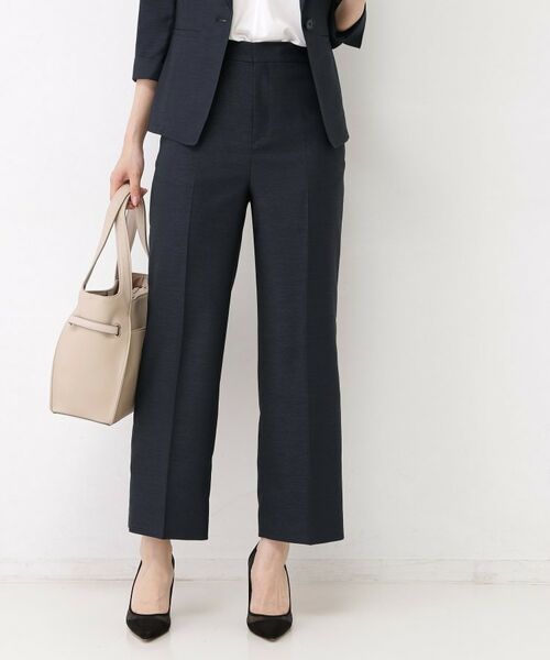 COUP DE CHANCE / クードシャンス ショート・ハーフ・半端丈パンツ | 【手洗い可／日本製／セットアップ可】リネンライク ストレートパンツ（ネイビー(094)）