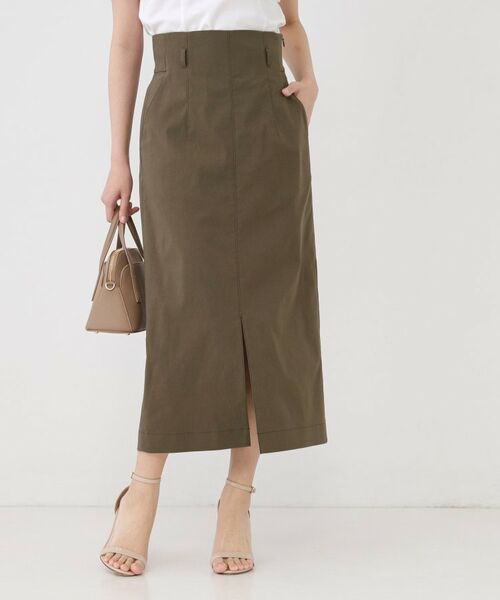 COUP DE CHANCE / クードシャンス スカート | 【手洗い可／日本製／ウエスト後ろゴム】ハイウエストIラインスカート（ブラウン(044)）