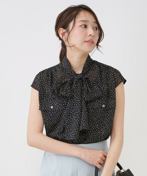 COUP DE CHANCE / クードシャンス シャツ・ブラウス | 【手洗い可】シアーボウタイブラウス（ブラック(119)）