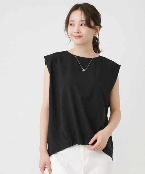 COUP DE CHANCE / クードシャンス カットソー | 【手洗い可／セットアップ可】フロント裾ギャザープルオーバー（ブラック(019)）