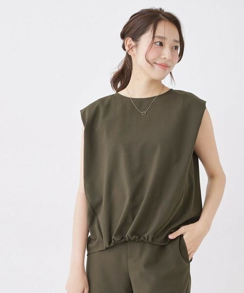 COUP DE CHANCE / クードシャンス カットソー | 【手洗い可／セットアップ可】フロント裾ギャザープルオーバー（ブラウン(044)）