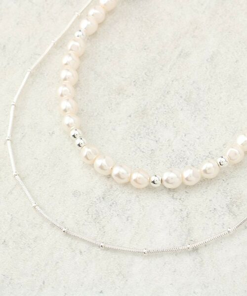 COUP DE CHANCE / クードシャンス ネックレス・ペンダント・チョーカー | ニュアンスフェイクパールレイヤード／2連ネックレス／取り外し可能 | 詳細2