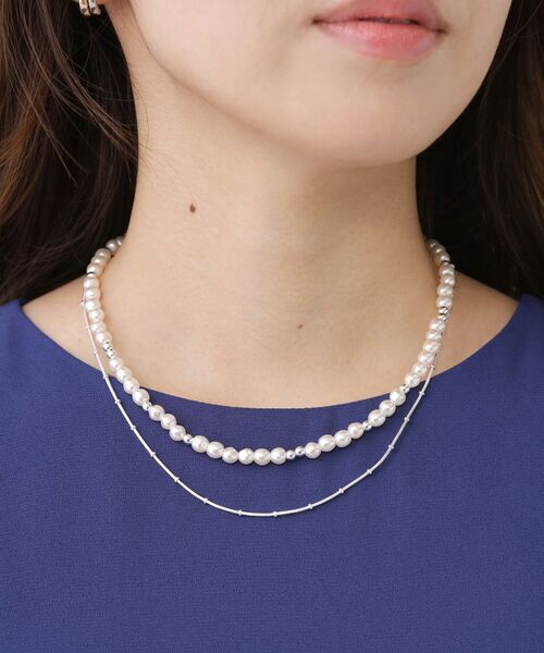 COUP DE CHANCE / クードシャンス ネックレス・ペンダント・チョーカー | ニュアンスフェイクパールレイヤード／2連ネックレス／取り外し可能 | 詳細5