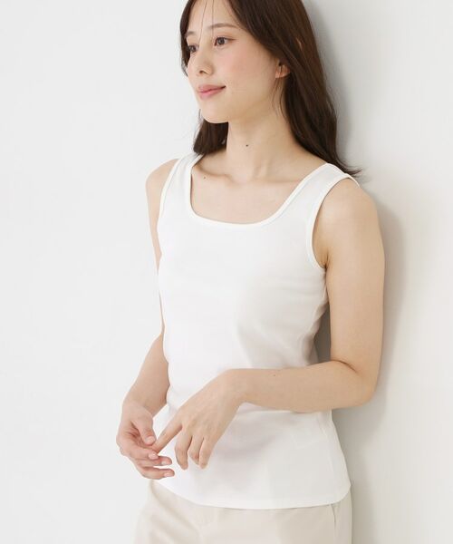 COUP DE CHANCE / クードシャンス キャミソール・チューブトップ | 【手洗い可／日本製／前後2way】テレコタンクトップ（ホワイト(001)）