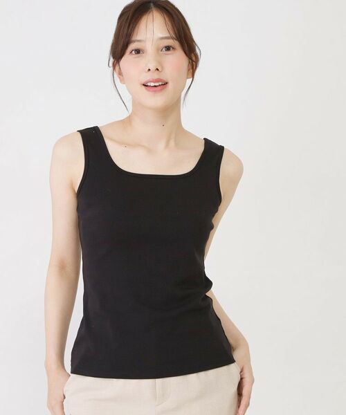 COUP DE CHANCE / クードシャンス キャミソール・チューブトップ | 【手洗い可／日本製／前後2way】テレコタンクトップ（ブラック(019)）