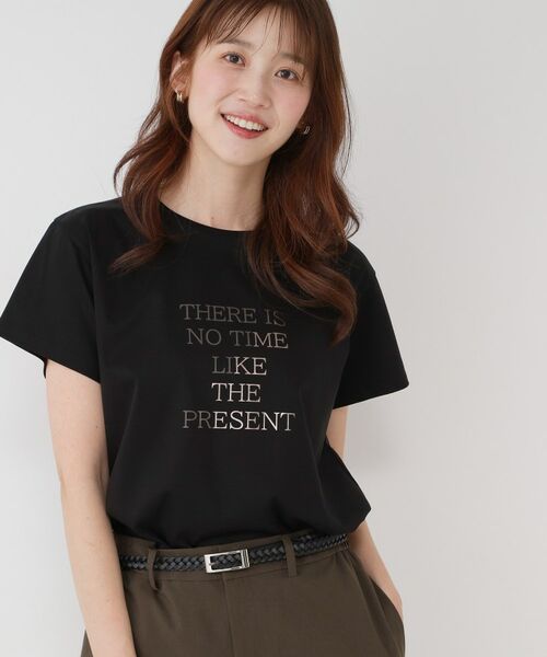 COUP DE CHANCE / クードシャンス Tシャツ | 【手洗い可／接触冷感/抗菌防臭/消臭/UVカット】半袖ロゴTシャツ（ブラック(019)）