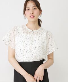 COUP DE CHANCE / クードシャンス シャツ・ブラウス | 【手洗い可／日本製】ドット柄フロッキープリントブラウス