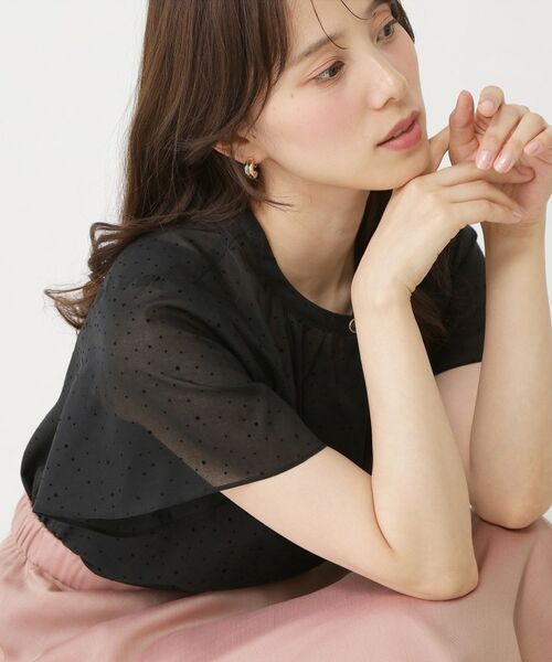 COUP DE CHANCE / クードシャンス シャツ・ブラウス | 【手洗い可/日本製】ドット柄フロッキープリントブラウス(ブラック(119))