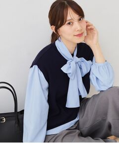 COUP DE CHANCE / クードシャンス ニット・セーター | 【手洗い可／日本製／ボウ取外し可能】ブラウス・ニット レイヤード風トップス