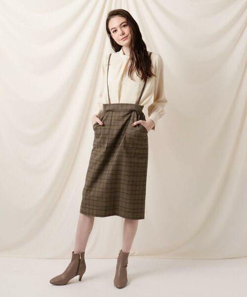 セール サスペンダー付きチェックミモレタイトスカート ミニ ひざ丈スカート Couture Brooch クチュールブローチ ファッション通販 タカシマヤファッションスクエア