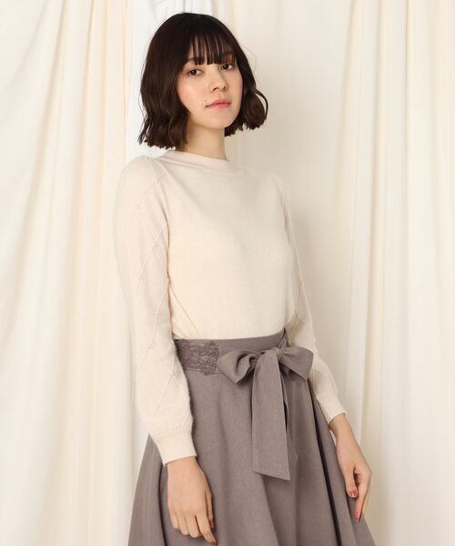 セール アンゴラ混 ふわっと華やぐ パール付ダイア柄スリーブニット Web 一部店舗限定 ニット セーター Couture Brooch クチュールブローチ ファッション通販 タカシマヤファッションスクエア