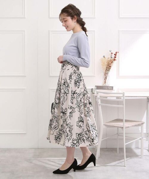 Couture Brooch / クチュールブローチ スカート | 【WEB限定】フロッキーフラワープリントスカート | 詳細1