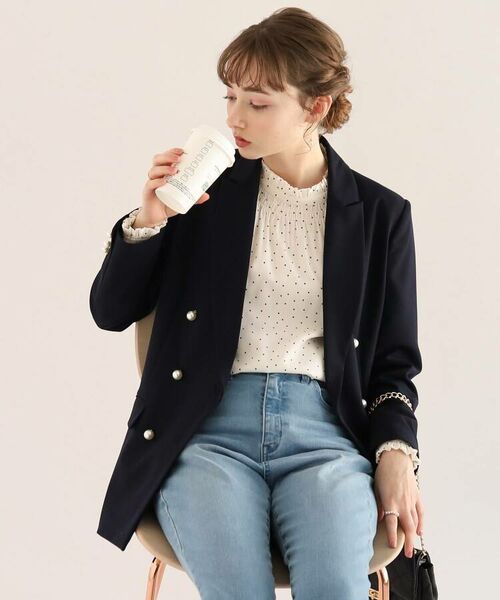 Couture Brooch / クチュールブローチ テーラードジャケット | 【フェイクパールボタンが華やかさを添える。】ダブルブレストジャケット | 詳細20