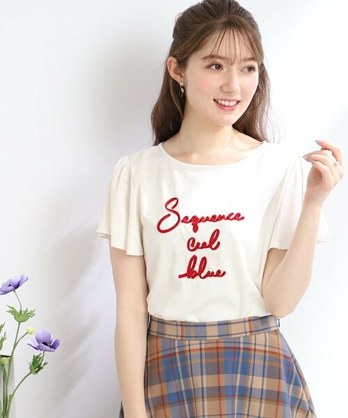 【コットン100％・UVカット・接触冷感】テープロゴフラワープリントTシャツ