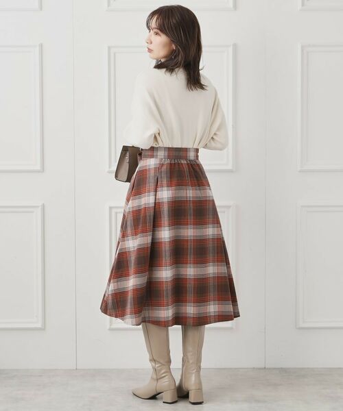 Couture Brooch / クチュールブローチ スカート | 【リボン付け外し2WAY】起毛チェックタックボリュームスカート | 詳細11