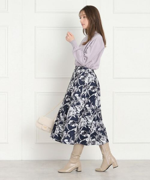 Couture Brooch / クチュールブローチ スカート | 【オトナの着映えスカート】グログランフラワープリントスカート | 詳細16