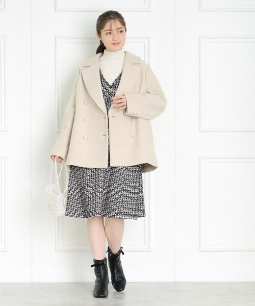 Couture Brooch / クチュールブローチ ピーコート | 【ふっくら軽く、暖かい】パール調ボタンPコート | 詳細1