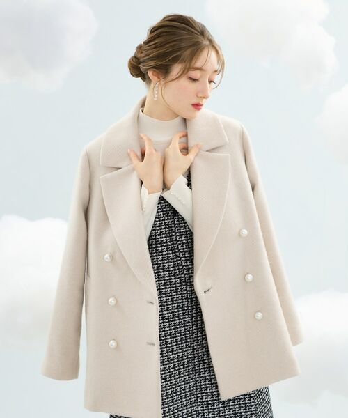 Couture Brooch / クチュールブローチ ピーコート | 【ふっくら軽く、暖かい】パール調ボタンPコート | 詳細12