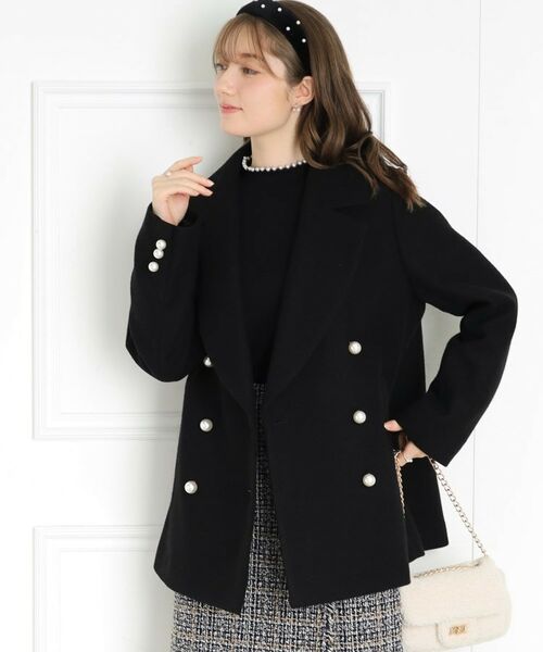 Couture Brooch / クチュールブローチ ピーコート | 【ふっくら軽く、暖かい】パール調ボタンPコート | 詳細22