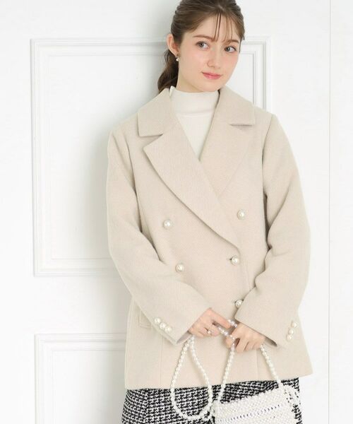 Couture Brooch / クチュールブローチ ピーコート | 【ふっくら軽く、暖かい】パール調ボタンPコート | 詳細4