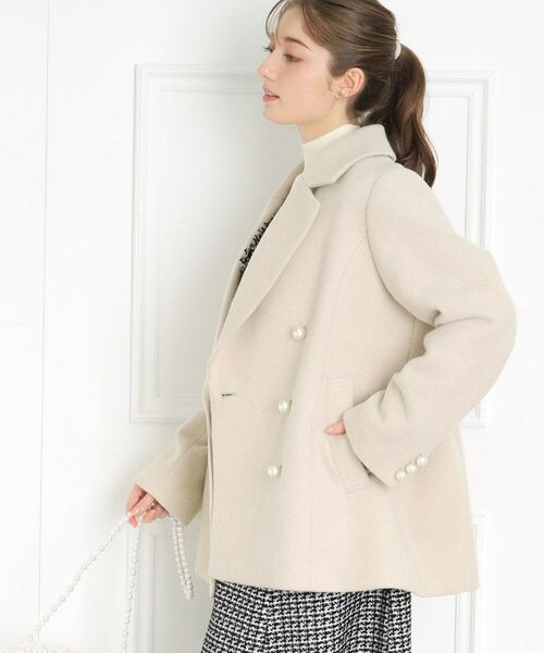Couture Brooch / クチュールブローチ ピーコート | 【ふっくら軽く、暖かい】パール調ボタンPコート | 詳細5