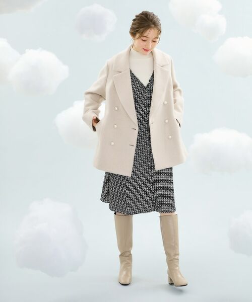 Couture Brooch / クチュールブローチ ピーコート | 【ふっくら軽く、暖かい】パール調ボタンPコート | 詳細8
