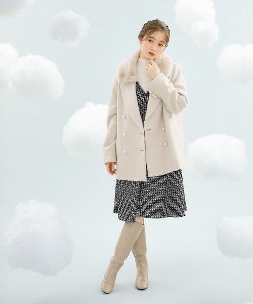 Couture Brooch / クチュールブローチ ピーコート | 【ふっくら軽く、暖かい】パール調ボタンPコート | 詳細9