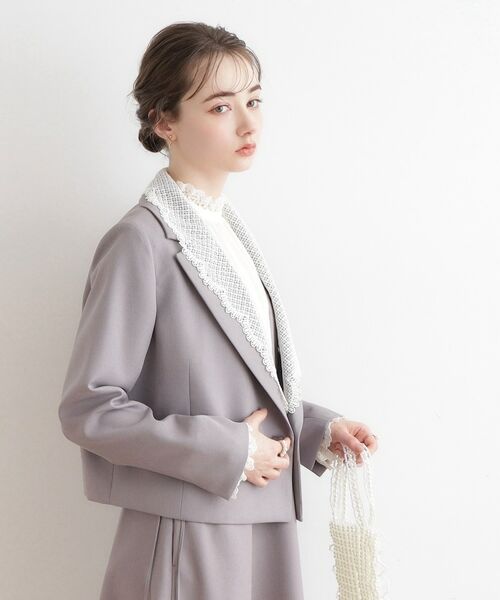 Couture Brooch / クチュールブローチ テーラードジャケット | レース衿付きアソート ショートジャケット | 詳細28