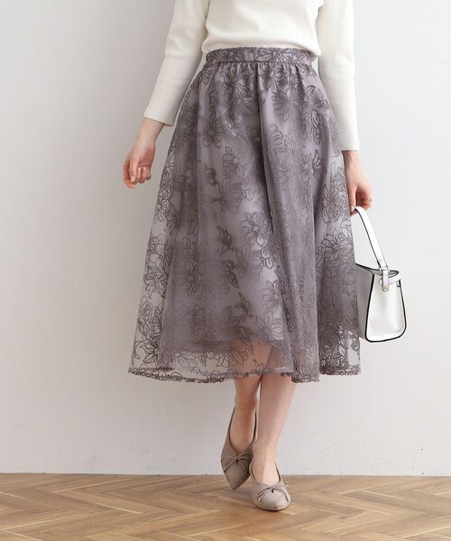 Couture Brooch / クチュールブローチ スカート | 【チュール×刺繍の華やかスカート】エンブロフルールスカート | 詳細21