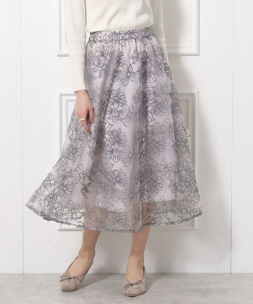 Couture Brooch / クチュールブローチ スカート | 【チュール×刺繍の華やかスカート】エンブロフルールスカート | 詳細3