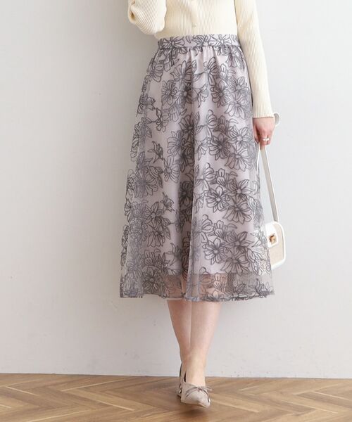 Couture Brooch / クチュールブローチ スカート | 【チュール×刺繍の華やかスカート】エンブロフルールスカート | 詳細8