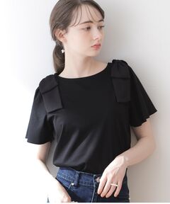 新色追加【接触冷感／UV】肩リボンフレアーTシャツ