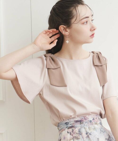 Couture Brooch / クチュールブローチ カットソー | 【接触冷感/UV】肩リボンフレアーTシャツ | 詳細29