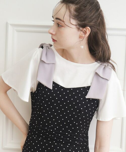 Couture Brooch / クチュールブローチ カットソー | 【接触冷感/UV】肩リボンフレアーTシャツ | 詳細9