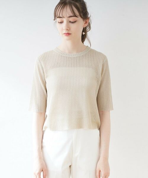 Couture Brooch / クチュールブローチ ニット・セーター | ラメリブ５分袖ニット | 詳細25
