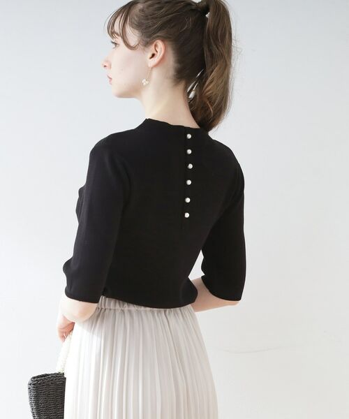 Couture Brooch / クチュールブローチ ニット・セーター | バックパール調デザイン5分袖ニットトップス | 詳細10