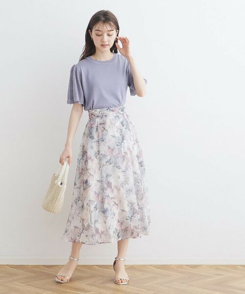 Couture Brooch / クチュールブローチ スカート | 【甘すぎない大人の花柄】Summerオーガンフルールスカート | 詳細1