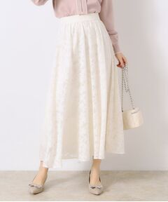 Couture Brooch / クチュールブローチ ロング・マキシ丈スカート | 【春の華やぎ無地見えスカート】カットジャカードフラワースカート