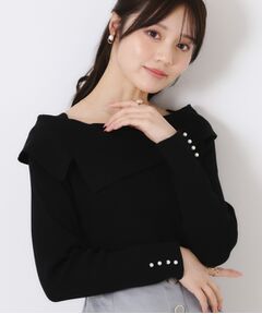 Couture Brooch / クチュールブローチ ニット・セーター | 【華奢見え・フェミニン】変形カラーリブニット