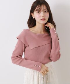 Couture Brooch / クチュールブローチ ニット・セーター | 【華奢見え・フェミニン】変形カラーリブニット