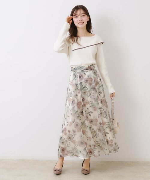 Couture Brooch / クチュールブローチ ニット・セーター | 【華奢見え・フェミニン】変形カラーリブニット | 詳細1