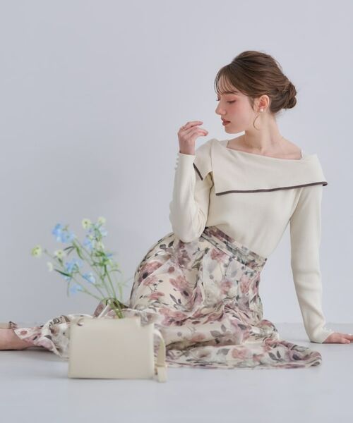 Couture Brooch / クチュールブローチ ニット・セーター | 【華奢見え・フェミニン】変形カラーリブニット | 詳細12