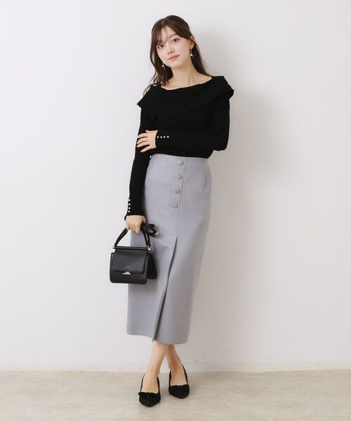 Couture Brooch / クチュールブローチ ニット・セーター | 【華奢見え・フェミニン】変形カラーリブニット | 詳細15