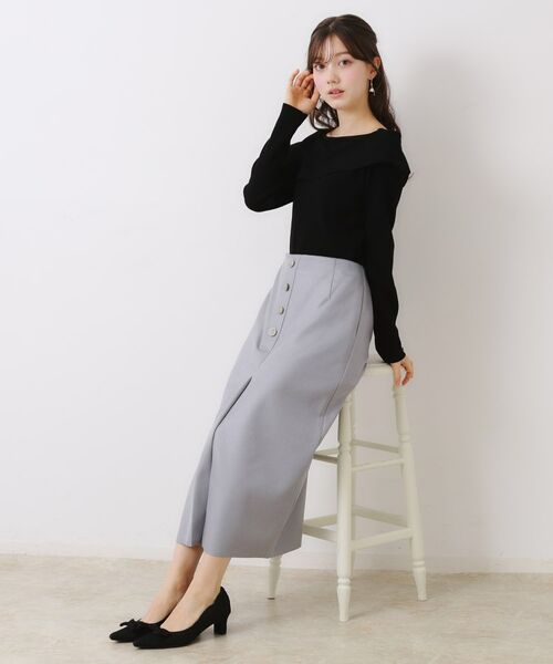 Couture Brooch / クチュールブローチ ニット・セーター | 【華奢見え・フェミニン】変形カラーリブニット | 詳細18