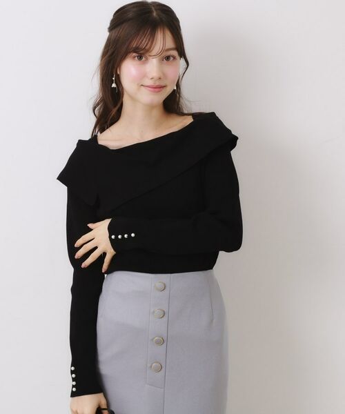 Couture Brooch / クチュールブローチ ニット・セーター | 【華奢見え・フェミニン】変形カラーリブニット | 詳細19