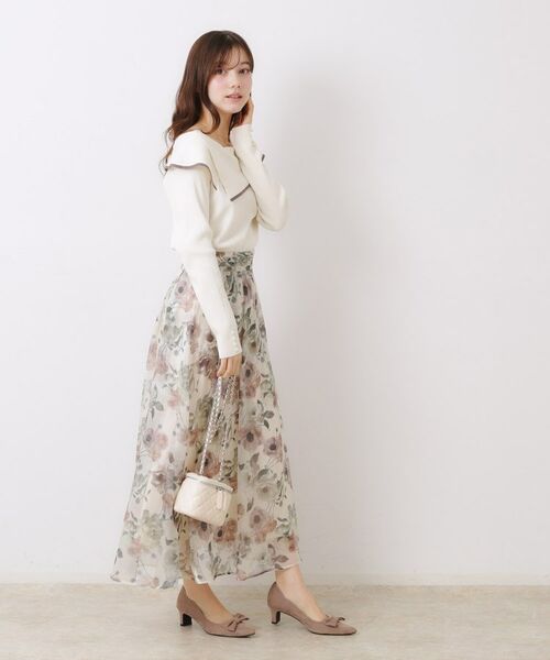 Couture Brooch / クチュールブローチ ニット・セーター | 【華奢見え・フェミニン】変形カラーリブニット | 詳細2